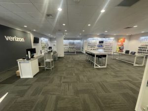 Interior of Victra Verizon Authorized Retail Store in Spokane River Park Mall, WA.