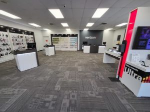 Interior of Victra Verizon Authorized Retail Store in Rialto, CA.
