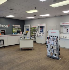 Interior of Victra Verizon Authorized Retail Store in Kearney Mall, NE.