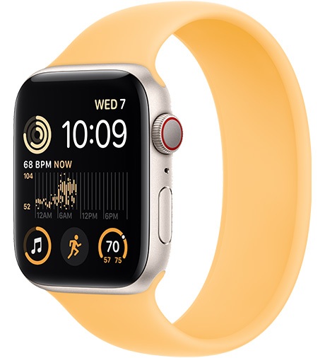 Apple Watch SE Starlight front angle view